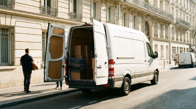 camion déménagement en cours de chargement