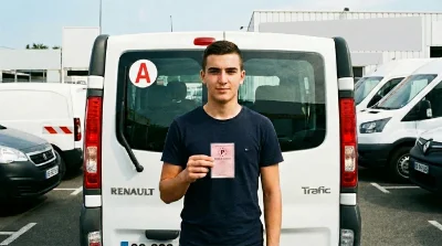 Conducteur avec permis probatoire devant un utilitaire de location