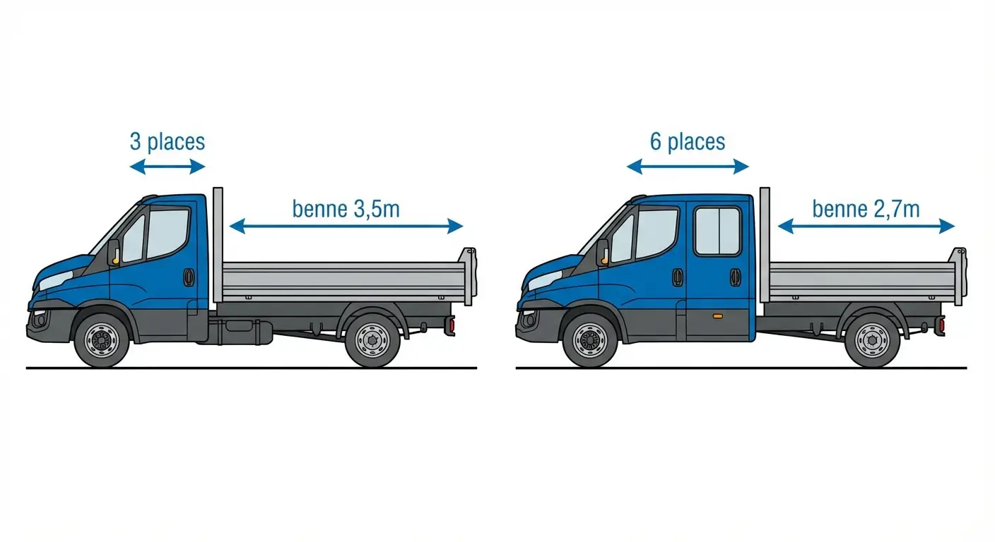  côte à côte deux camions bennes vus de profil