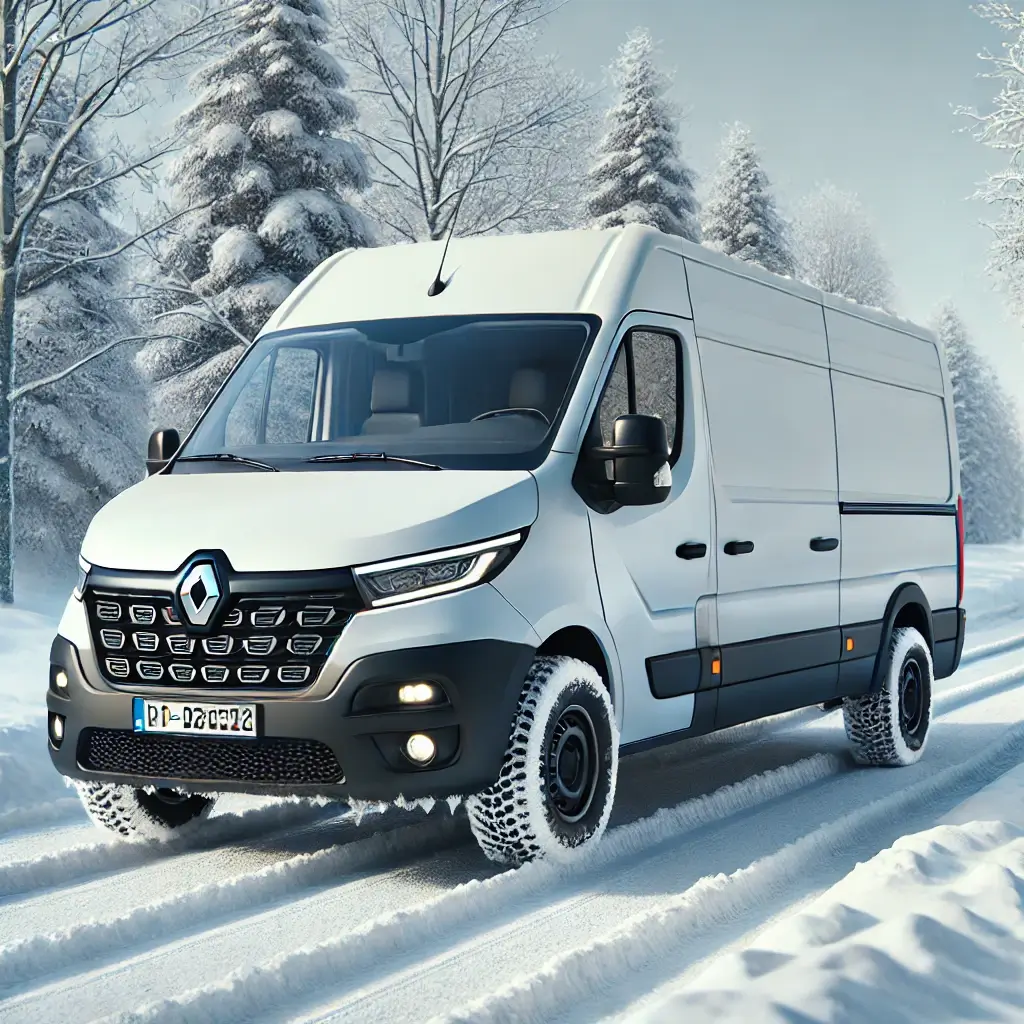 camion vehicule utilitaire avec pneus neige roulant sur la neige